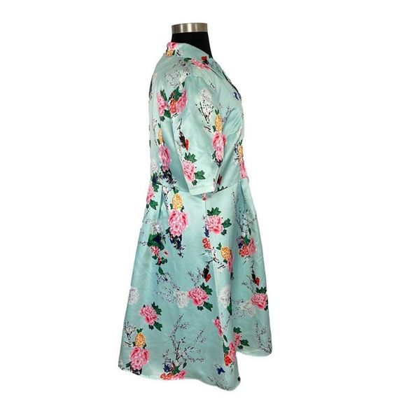 ModCloth Viola M 3X Floral Respectfully Retro Midi Dress In Mint Blossom Blue - Picture 7 of 8